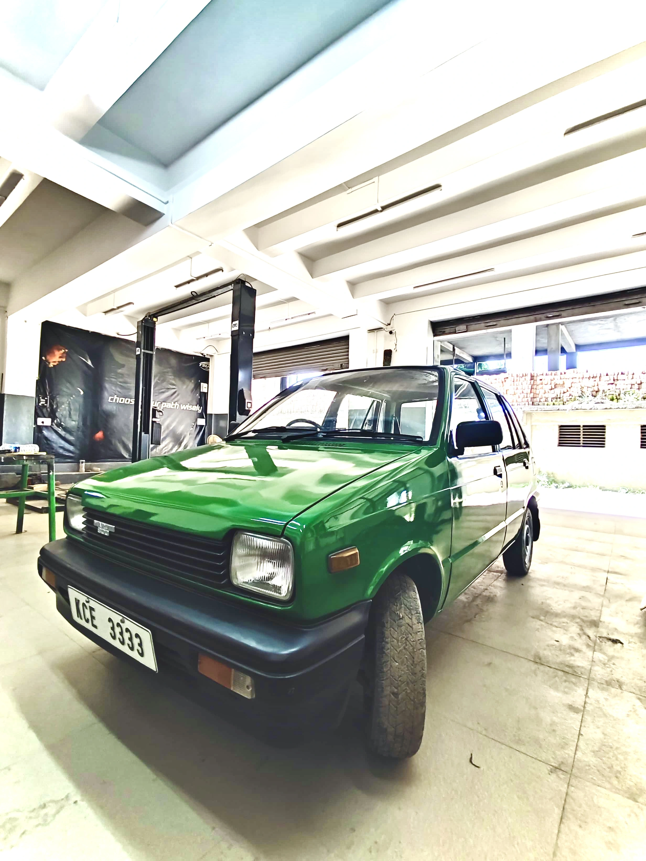 Classic green Maruti 800 restoration at Screwdriver Dimapur